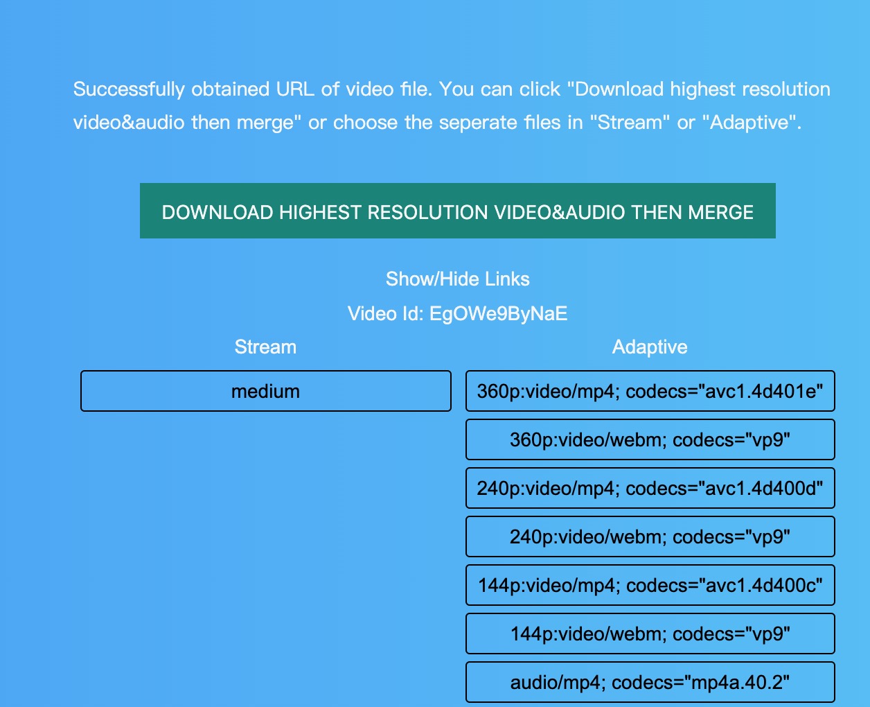 youtube downloader get all the resolutions